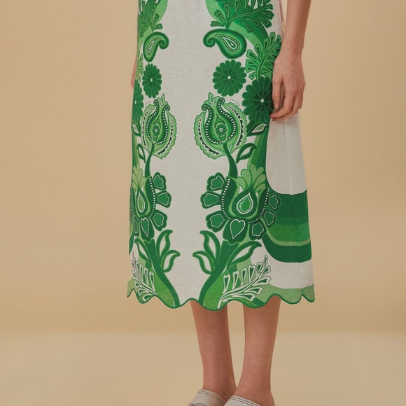 FARM Rio Green Color Festival Euroflax™ Midi Skirt - Picture 2 of 7